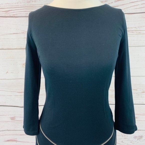 Express Goth Sexy Black Sheath Dress with Punk Silver Zipper Accents, Small - Picture 4 of 12